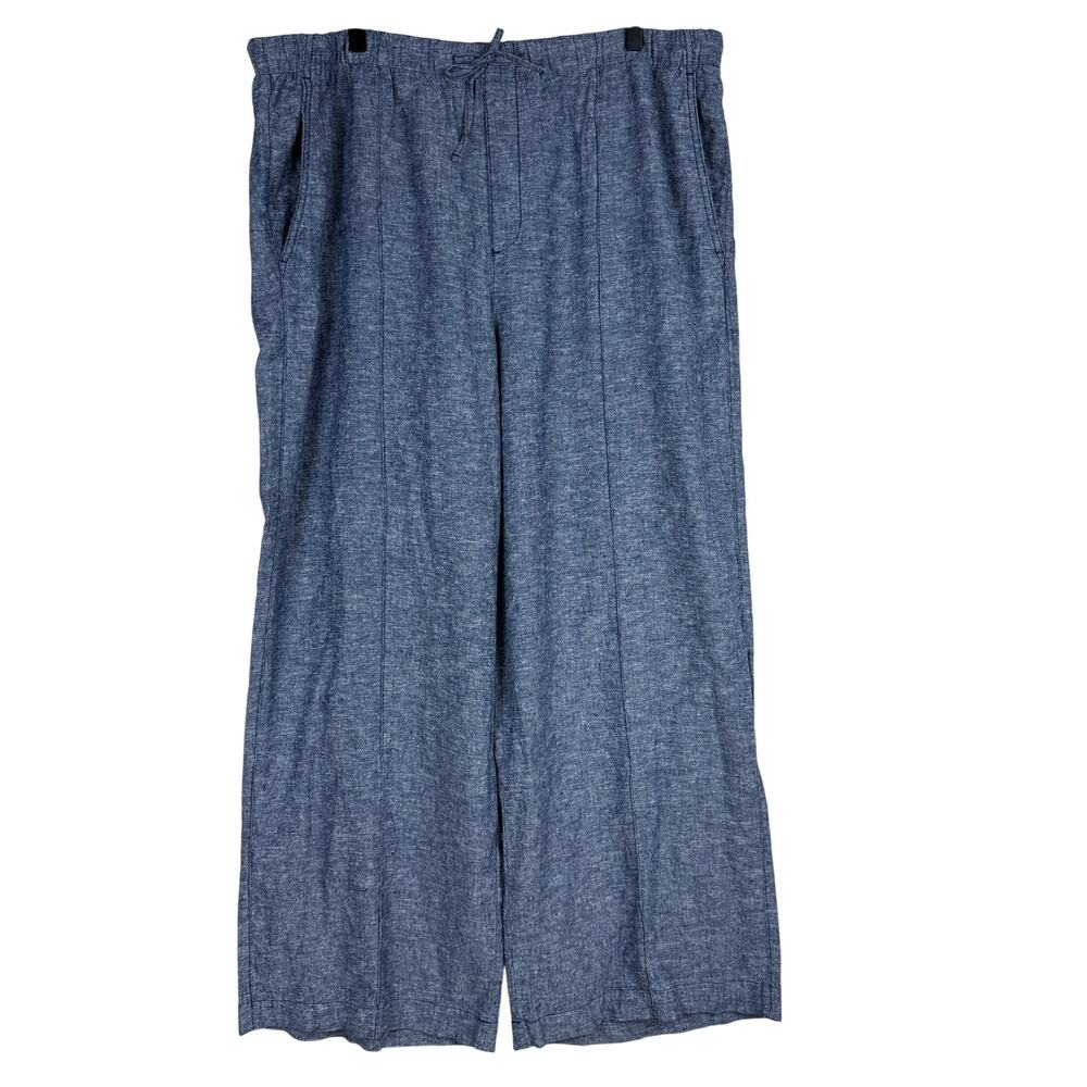 GAP Linen Blend Pull-On Chambray Wide Leg Pants High RiseWomens Blue - XL